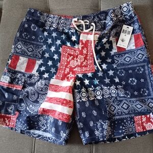 🚨Patriotic Patchwork Men's Swim Shorts